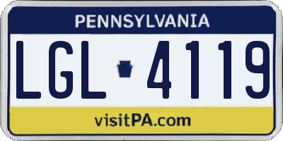 PA license plate LGL4119
