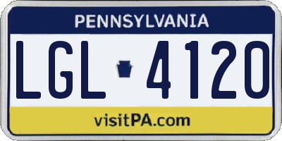 PA license plate LGL4120