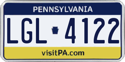 PA license plate LGL4122