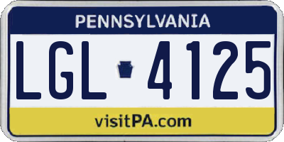 PA license plate LGL4125