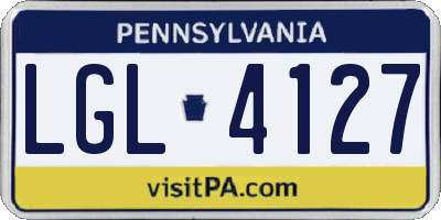 PA license plate LGL4127