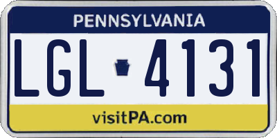 PA license plate LGL4131