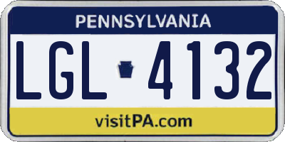 PA license plate LGL4132
