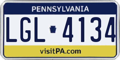 PA license plate LGL4134