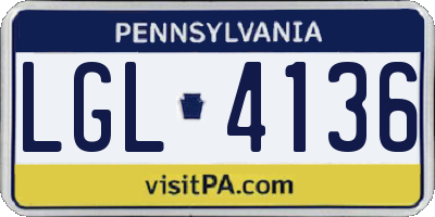 PA license plate LGL4136