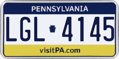 PA license plate LGL4145