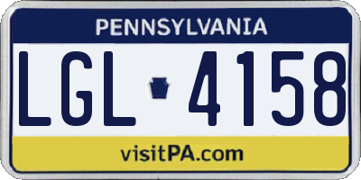 PA license plate LGL4158
