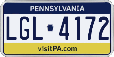 PA license plate LGL4172