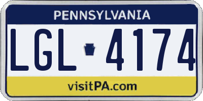 PA license plate LGL4174