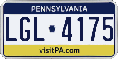 PA license plate LGL4175