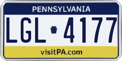 PA license plate LGL4177