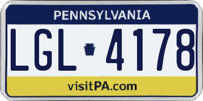 PA license plate LGL4178