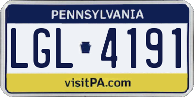 PA license plate LGL4191