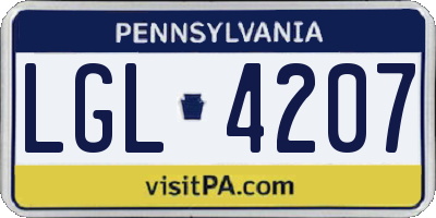 PA license plate LGL4207