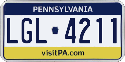 PA license plate LGL4211