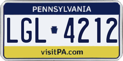 PA license plate LGL4212