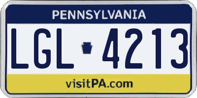 PA license plate LGL4213