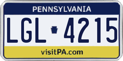 PA license plate LGL4215