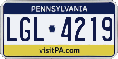 PA license plate LGL4219