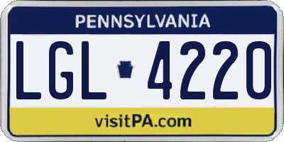 PA license plate LGL4220