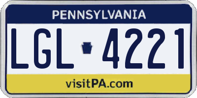 PA license plate LGL4221