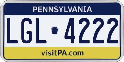 PA license plate LGL4222