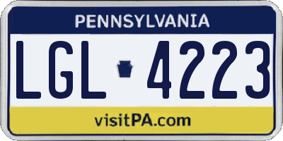 PA license plate LGL4223