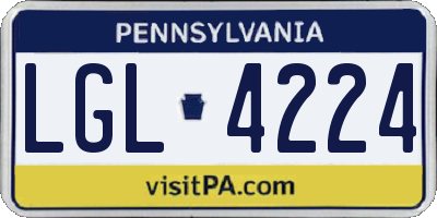 PA license plate LGL4224
