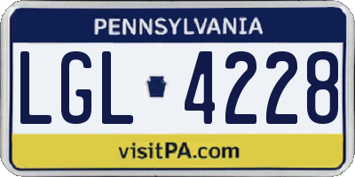 PA license plate LGL4228