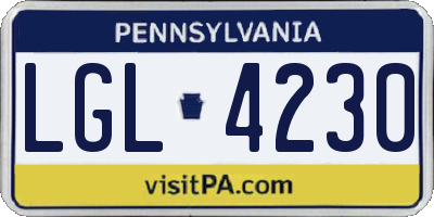 PA license plate LGL4230