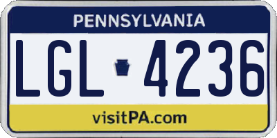 PA license plate LGL4236