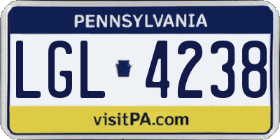 PA license plate LGL4238