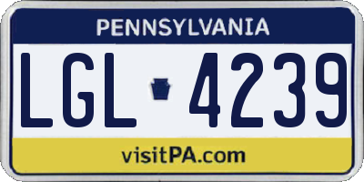 PA license plate LGL4239