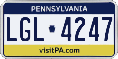 PA license plate LGL4247