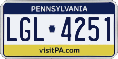 PA license plate LGL4251