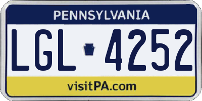 PA license plate LGL4252