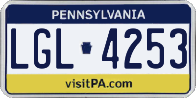 PA license plate LGL4253