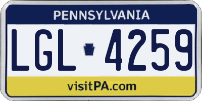 PA license plate LGL4259