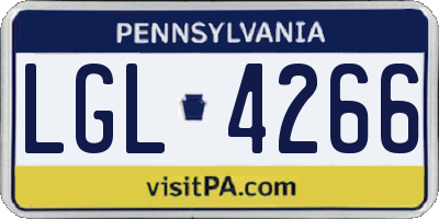PA license plate LGL4266
