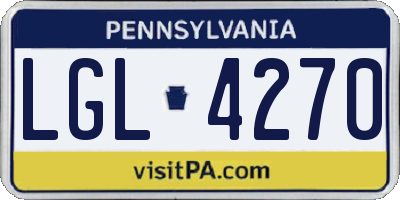 PA license plate LGL4270