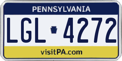 PA license plate LGL4272