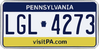 PA license plate LGL4273