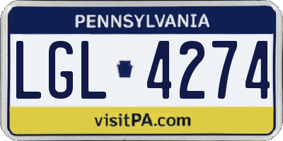 PA license plate LGL4274