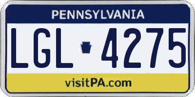 PA license plate LGL4275