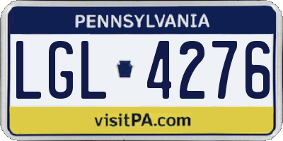 PA license plate LGL4276