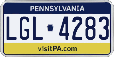PA license plate LGL4283