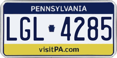 PA license plate LGL4285