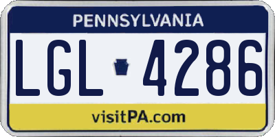 PA license plate LGL4286