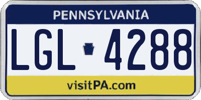 PA license plate LGL4288