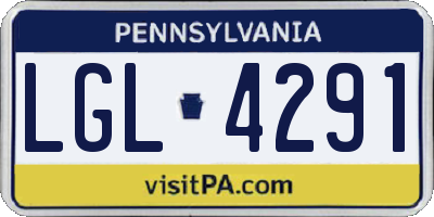 PA license plate LGL4291